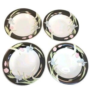 Fairfield Fine China by Vanessa Yung Shen 8" soup pasta Bowls Gold Rim Set of 4